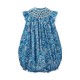 Coco Romper with White Horses Hand Smocking made with Liberty Margaret Annie Azure