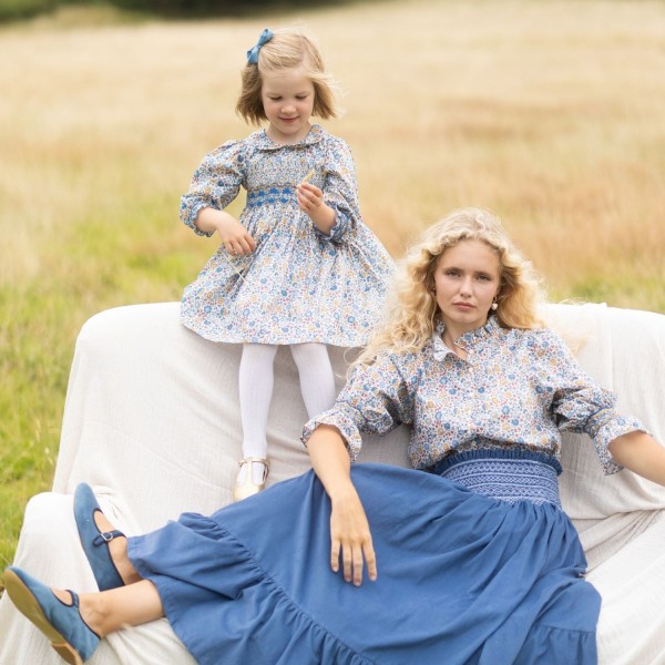 Antoinette Dress with Golden Dusk Hand Smocking Made With Liberty D’anjo