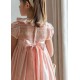 Margaret Special Occasion Dress Seashell Cotton Sateen with Gold & Pearl Hand Smocking