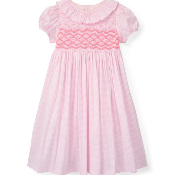 Katherine Johnson Dress Pink Grid Cotton with Strawberrylicious Hand Smocking Katherine Johnson Dress Pink Grid Cotton with Strawberrylicious Hand Smocking