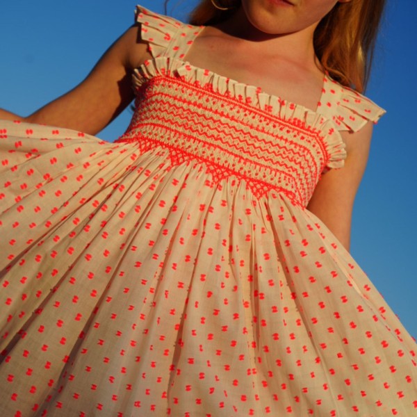 Rachel Carson Girls Dress Pack a Punch Plumetti with Big Top Hand Smocking