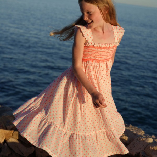 Rachel Carson Girls Dress Pack a Punch Plumetti with Big Top Hand Smocking