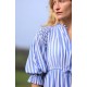 Aloha Wanderwell Dress Ocean Stripe with White Honeycomb Hand Smocking