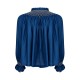 Cleopatra Blouse Cobalt Silk Cotton Sapphire with Vanilla Hand Smocking Edition 33