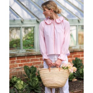 De Beauvoir Blouse Dolls House Stripe with Kiss Kiss Embroidery