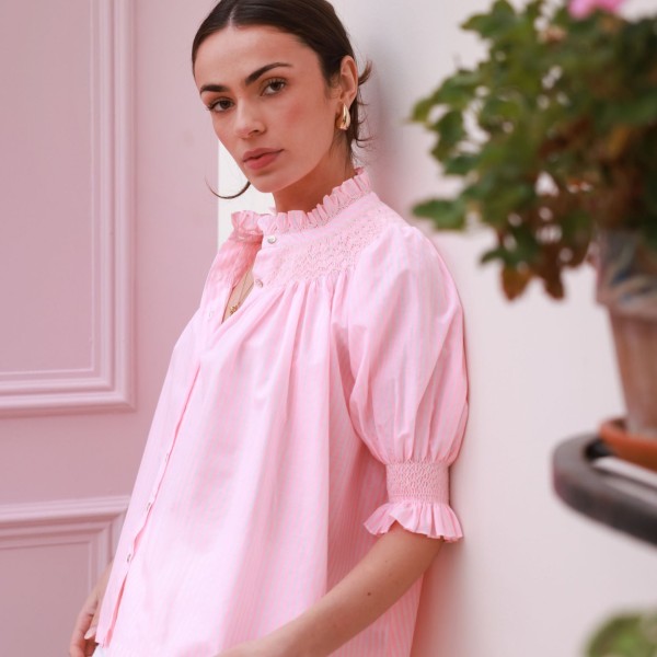 Scholl Summer Blouse Watermelon Stripe with Lemon Sorbet Hand Smocking Edition 65