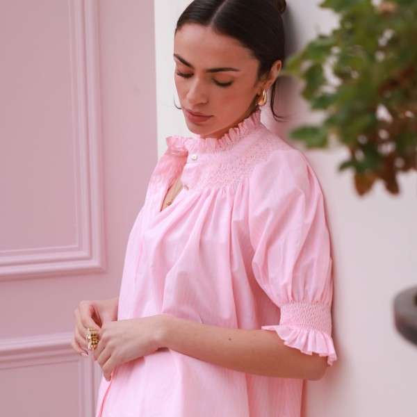 Scholl Summer Blouse Watermelon Stripe with Lemon Sorbet Hand Smocking Edition 65