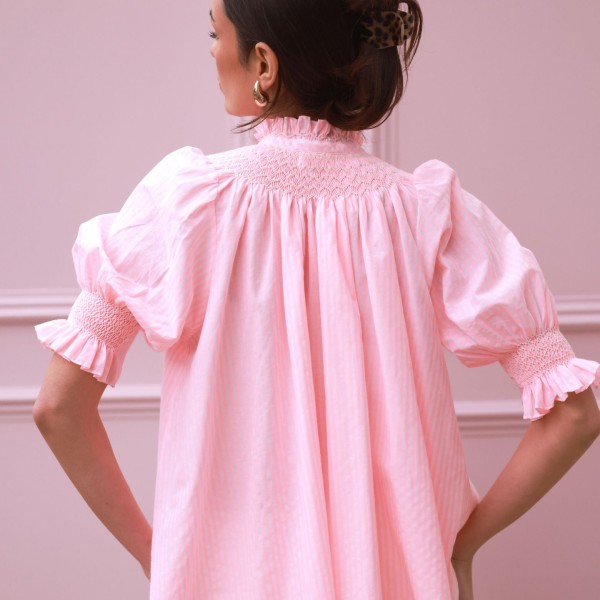 Scholl Summer Blouse Watermelon Stripe with Lemon Sorbet Hand Smocking Edition 65