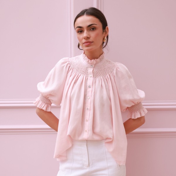 Scholl Summer Blouse Seashell Cotton Voile with Milk Hand Smocking Edition 67