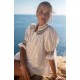 Scholl Women's Summer Blouse White with Chocolate Brown Hand Smocking